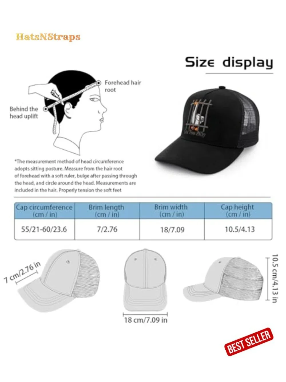 Unisex Adjustable Mesh Trucker Baseball Hat Breathable Side Stainless Steel